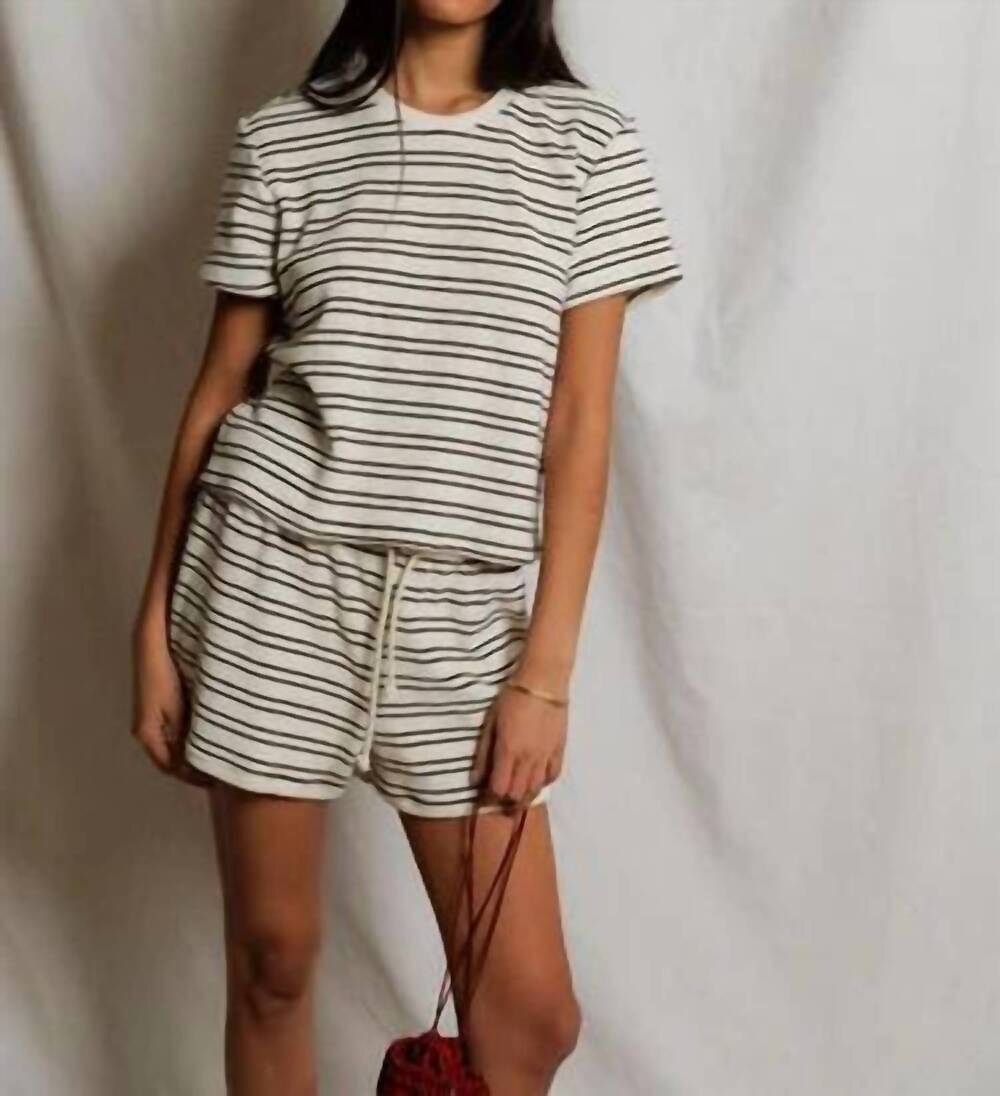 NEW PERFECTWHITETEE loop terry set in chocolate stripe